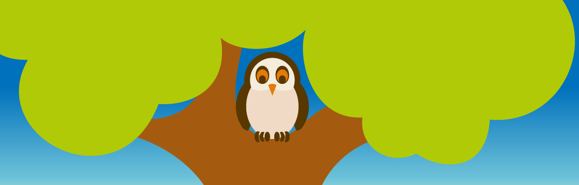 Cartoon Highwood Owl Sat in Tree
